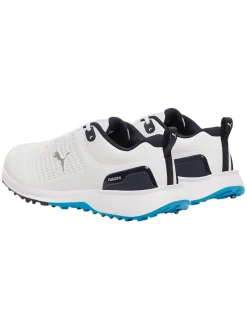 Puma Clearance Shoes|FUSION Plus Spikeless Golf Shoes - White/Speed Blue/Deep Navy