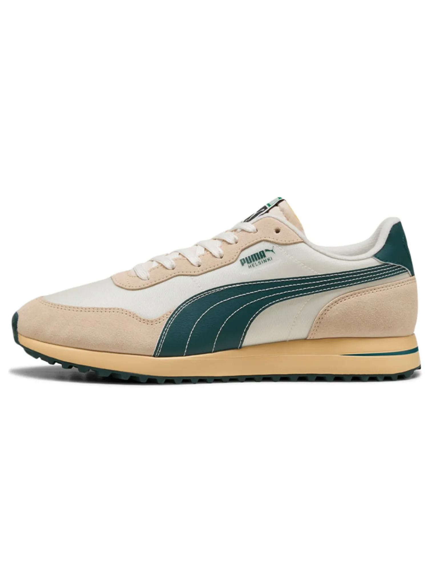 Puma Mens Golf Shoes|Helsinki G Spikeless Golf Shoes - Frosted Ivory/Green Terrain/Light Straw