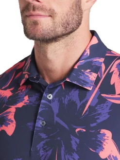 Puma Shirts|MATTR Broken Flower Polo - Deep Navy/Peach Frost