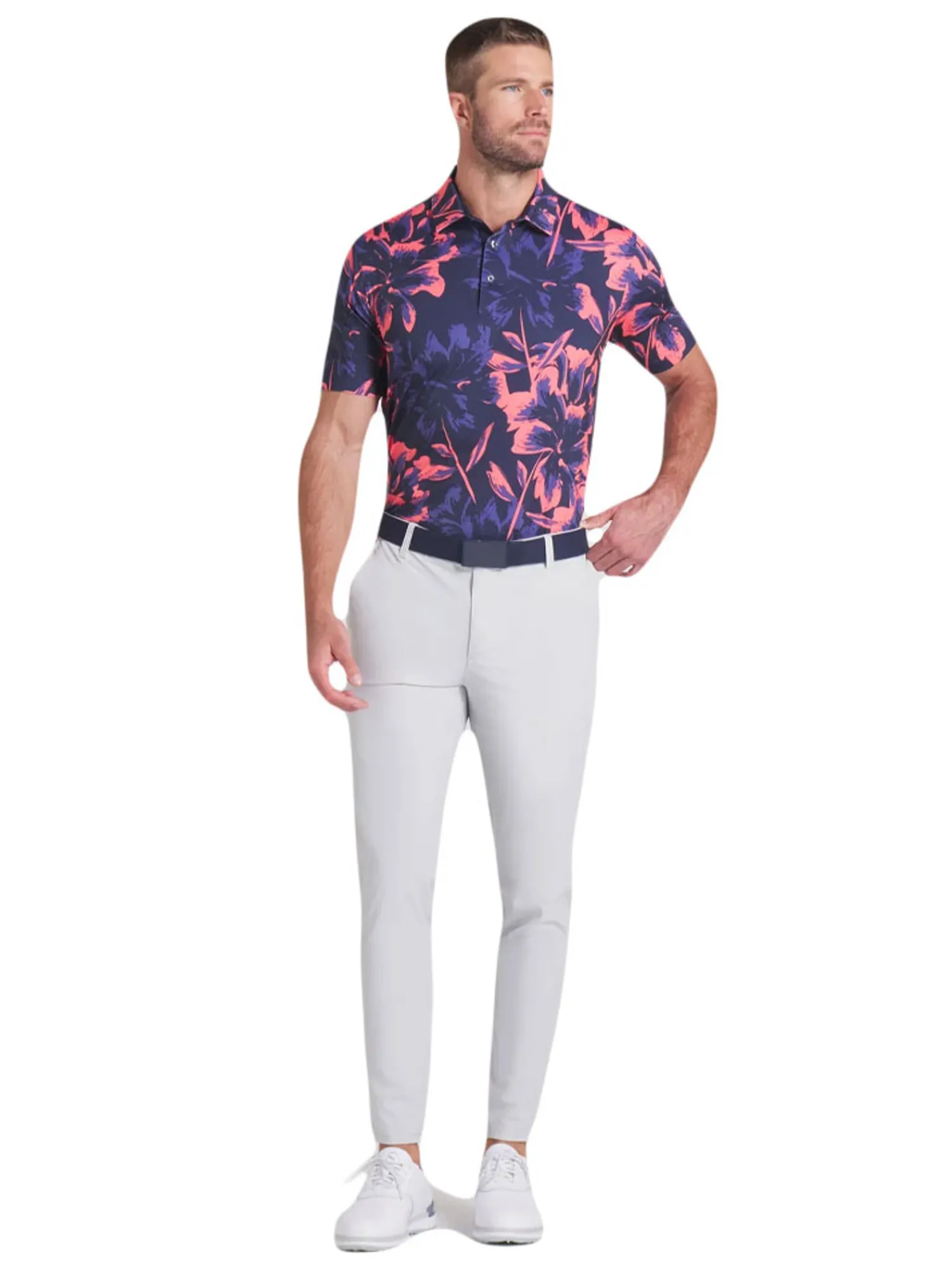 Puma Shirts|MATTR Broken Flower Polo - Deep Navy/Peach Frost