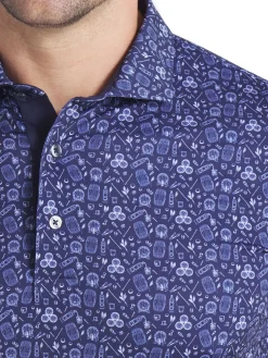 Puma Shirts|MATTR Port Golf Polo - Deep Navy - White Glow/Deep Navy