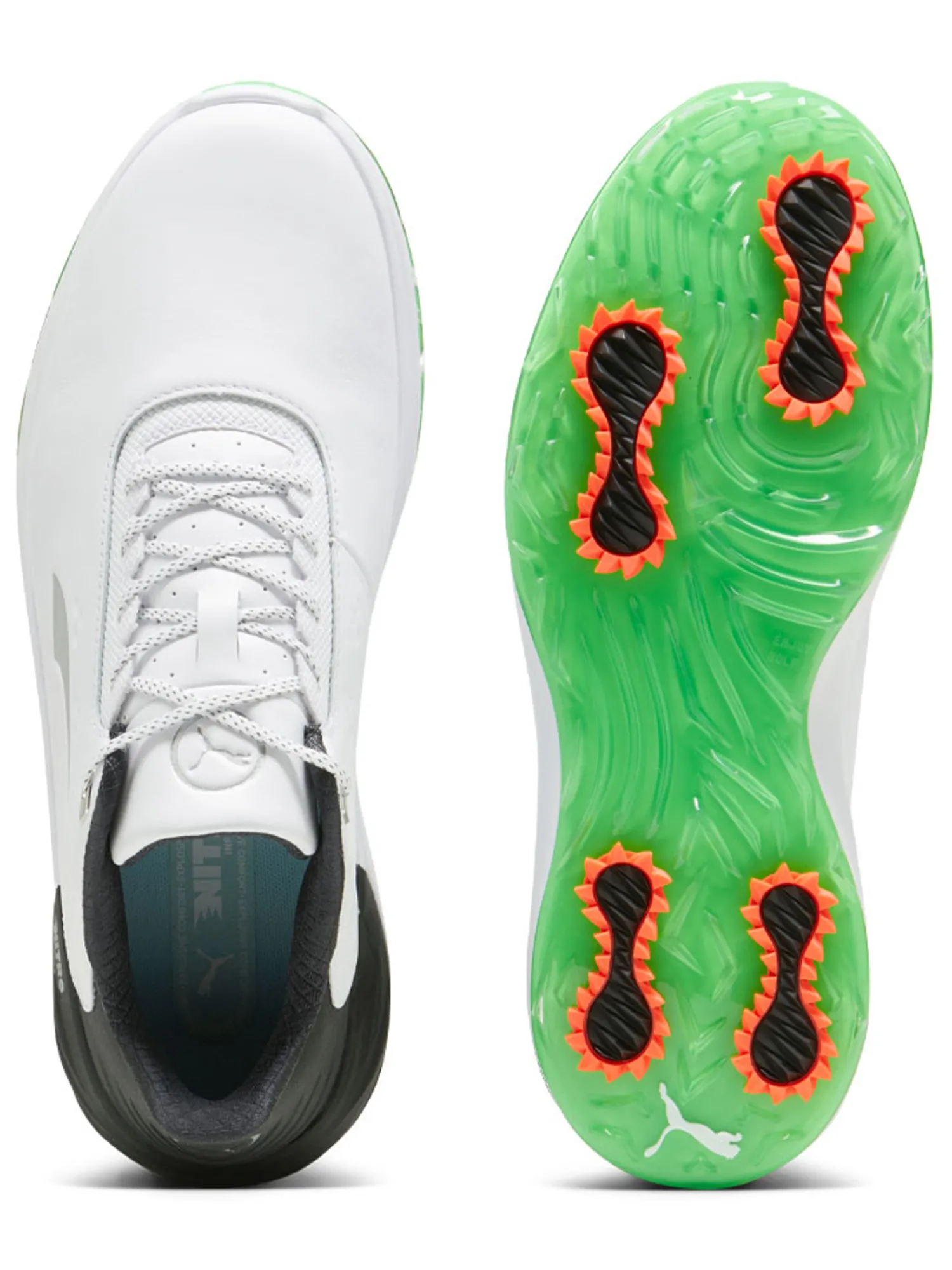 Puma Clearance Shoes|Phantomcat NITRO+ Golf Shoes - White/ Black/Fluro Green