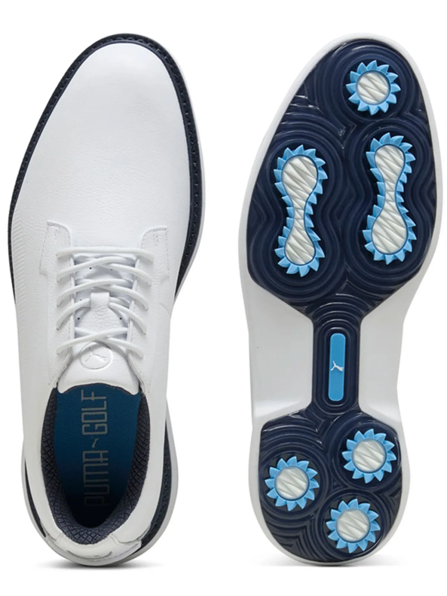 Puma Mens Golf Shoes|Royale Golf Shoes - White/Deep Navy/Team Light Blue