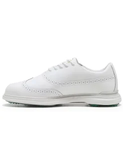 Puma Mens Golf Shoes|Royale Wingtip Golf Shoes - White/Vapor Grey/Grassy Green
