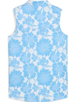 Puma Shirts|Womens CLOUDSPUN Botanic Golf Polo - White Glow/Team Light Blue