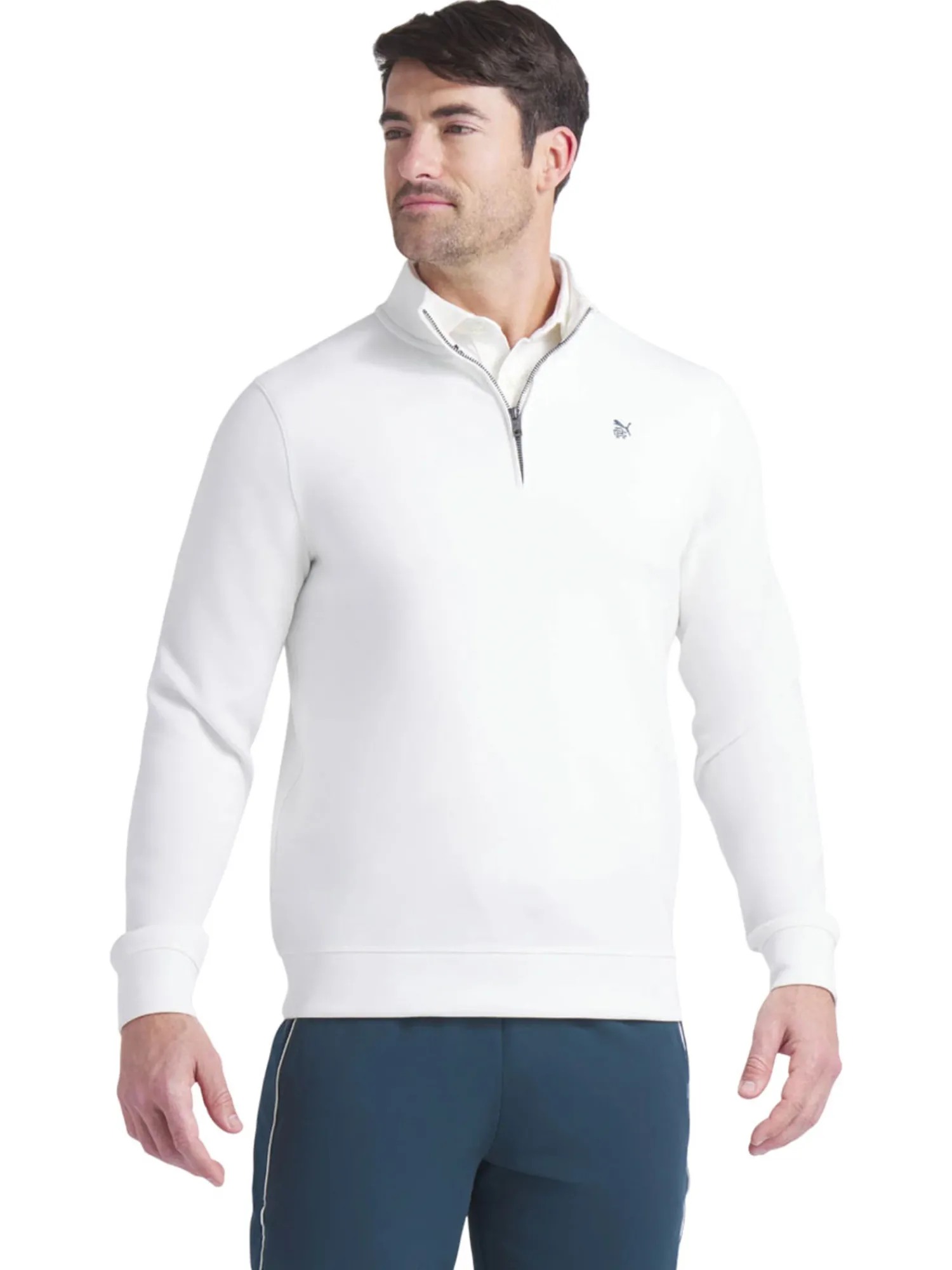 Puma Jumpers|x Reigning Champ CLOUDSPUN Fleece Golf 1/4 Zip - Warm White