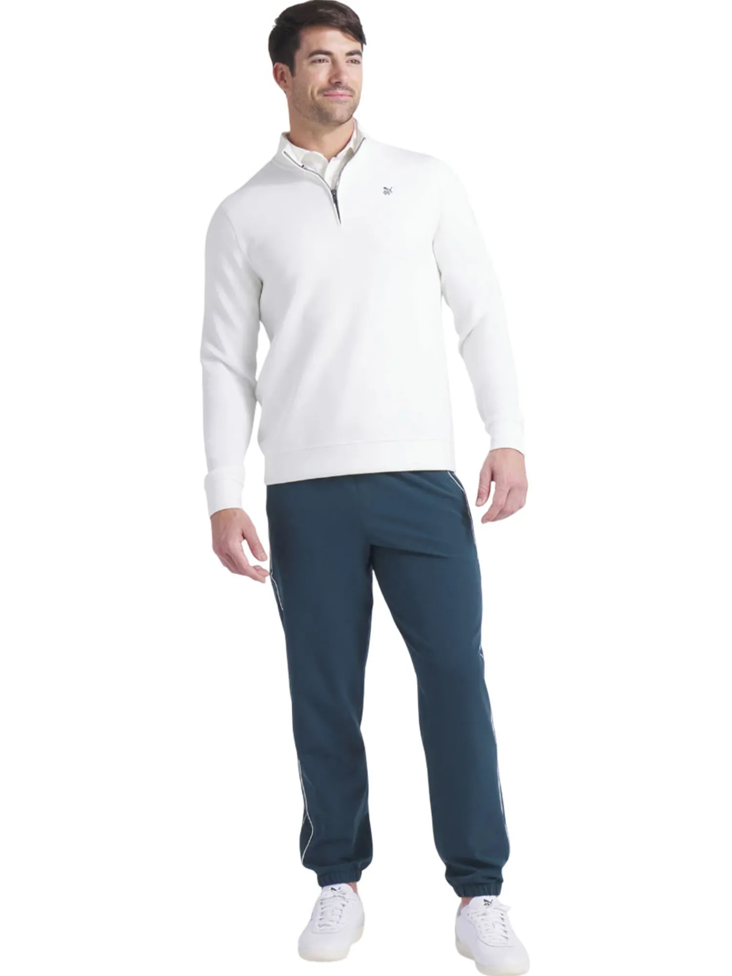 Puma Jumpers|x Reigning Champ CLOUDSPUN Fleece Golf 1/4 Zip - Warm White