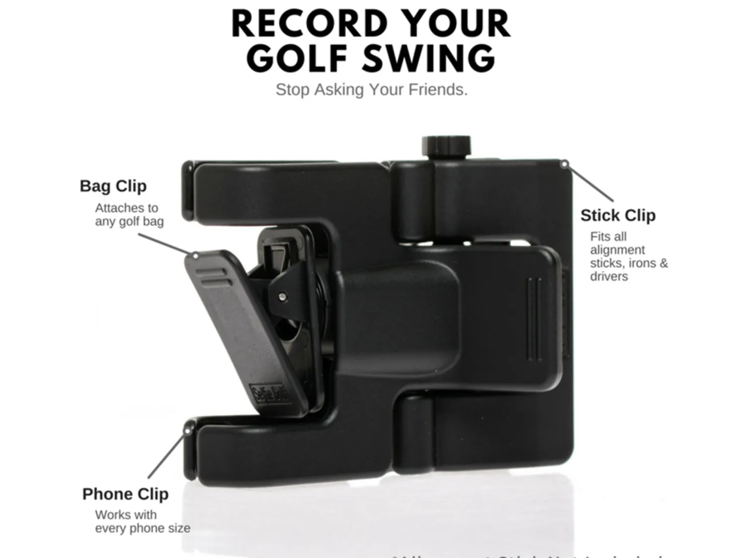 SelfieGOLF Training Aids|Mobile Phone Holder - Black