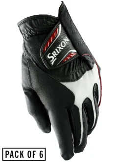 Srixon Mens Golf Gloves|All Weather Pack Of 6 Golf Gloves - Black