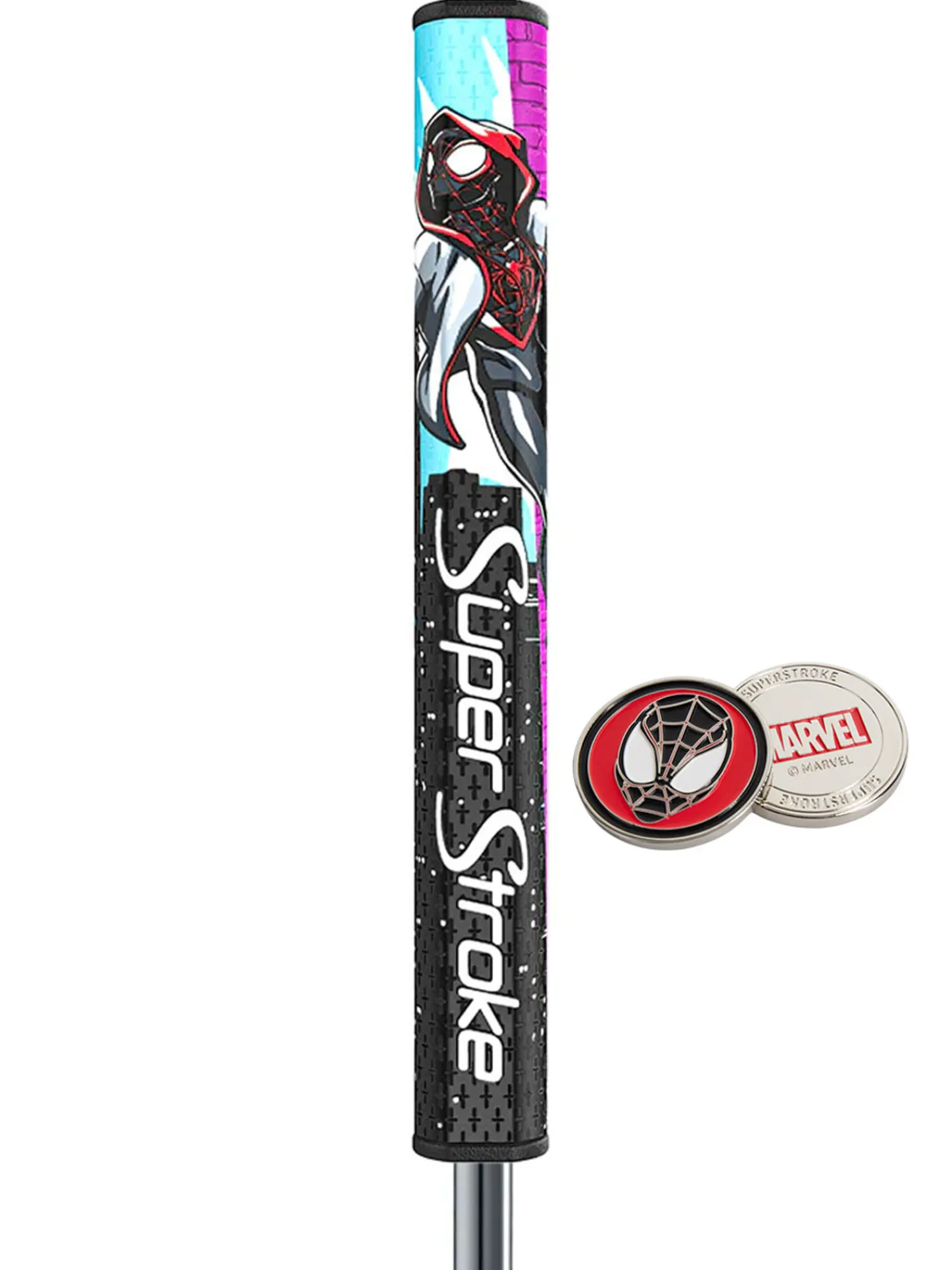 SuperStroke Gifts & Novelties|Putter Grips|Tour 2.0 Marvel Putter Grip & Ball Marker- Miles Morales
