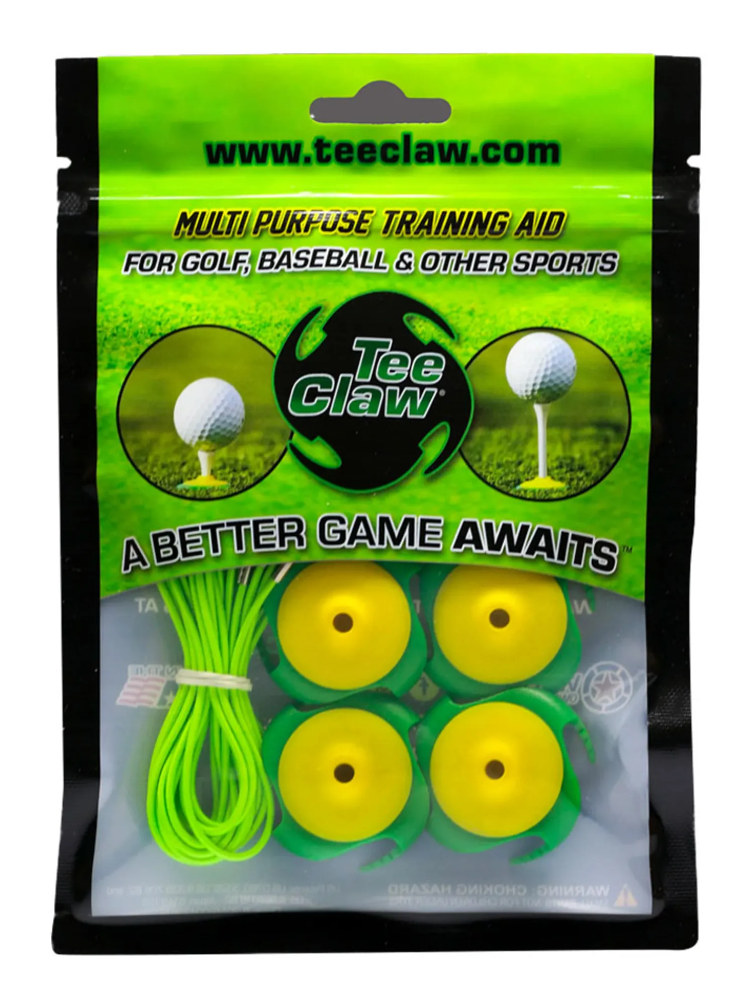 Tee Claw Tees|Tee Holder & Training Aid 4 Pack - Yellow/Green