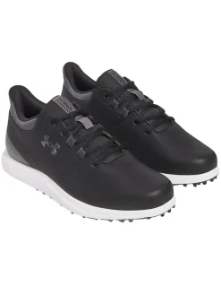 Under Armour Mens Golf Shoes|Drive Medal SL Golf Shoes - Black/Castlerock/Metallic Silver