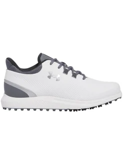 Under Armour Mens Golf Shoes|Drive Medal SL Golf Shoes - White/Titan Grey/Metallic Silver