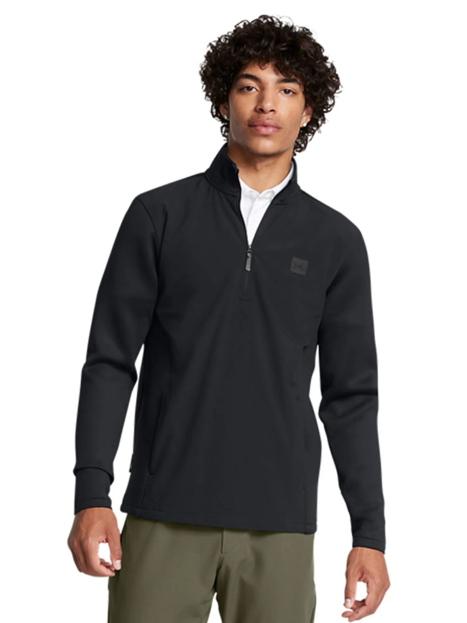 Under Armour Jumpers|Drive Pro Storm Hybrid Half Zip - Black/Metallic Silver