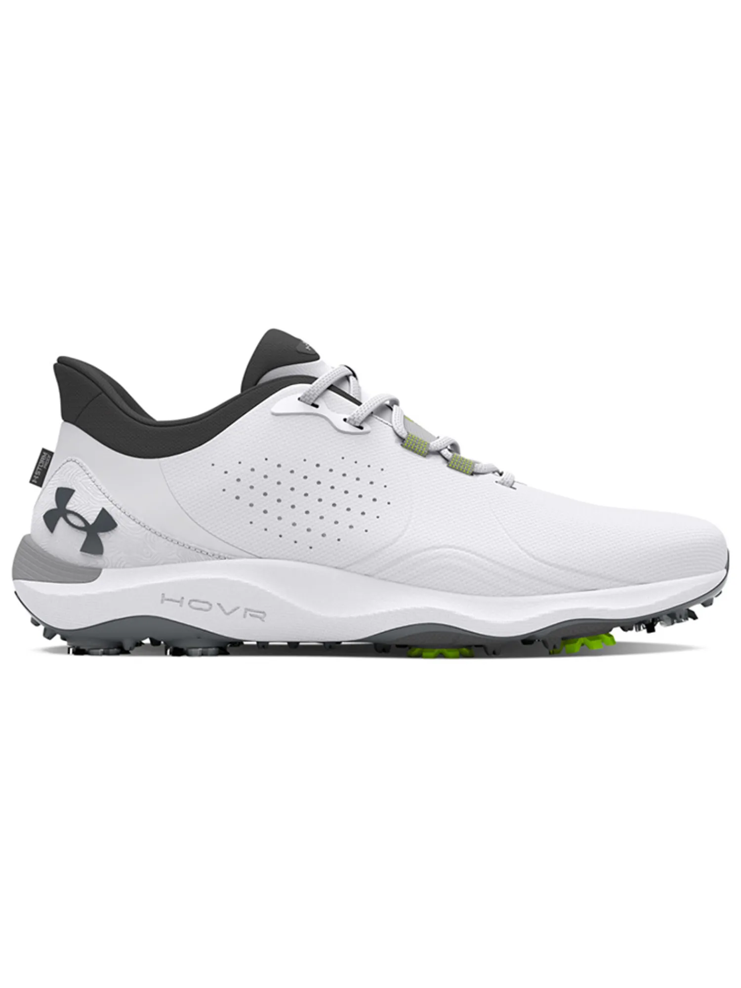 Under Armour Mens Golf Shoes|HOVR Drive Pro Golf Shoes - White/Metallic Gun Metal