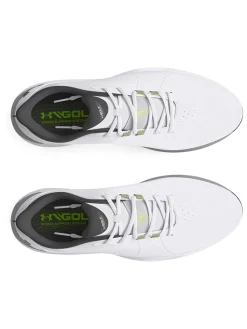 Under Armour Mens Golf Shoes|HOVR Drive Pro Golf Shoes - White/Metallic Gun Metal
