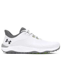 Under Armour Mens Golf Shoes|HOVR Drive Pro Spikeless Golf Shoes - White/Metallic Gun Metal