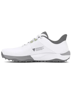Under Armour Mens Golf Shoes|HOVR Drive Pro Spikeless Golf Shoes - White/Metallic Gun Metal
