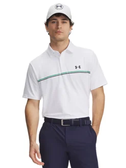 Under Armour Shirts|Playoff 3.0 Stripe Polo - White/Kelly Green