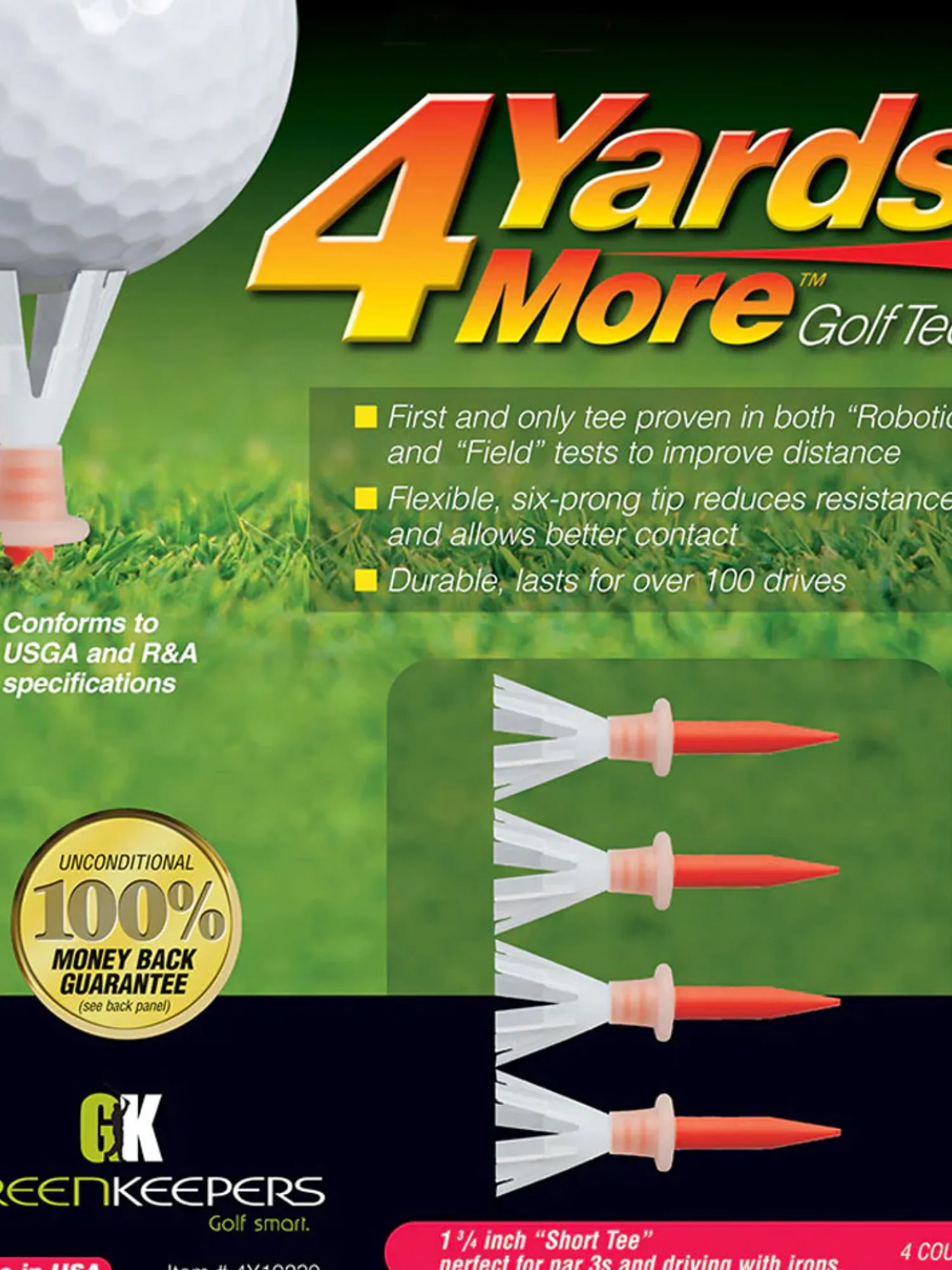 4YARDSMORE Tees|Golf Tees 4 Pack - 1.75 Inch